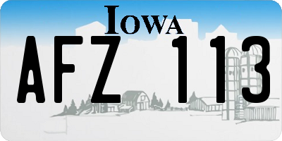 IA license plate AFZ113