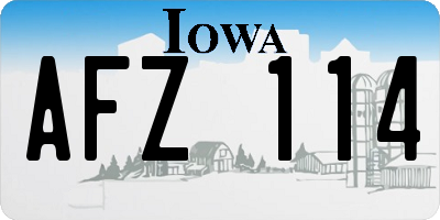 IA license plate AFZ114