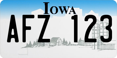 IA license plate AFZ123