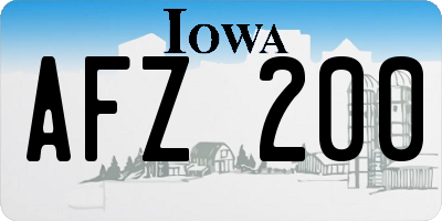 IA license plate AFZ200