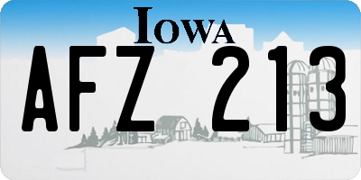 IA license plate AFZ213