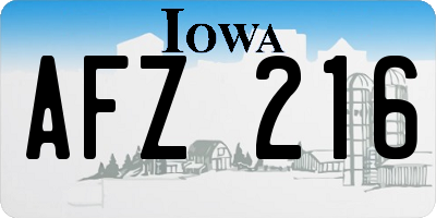 IA license plate AFZ216