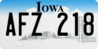 IA license plate AFZ218