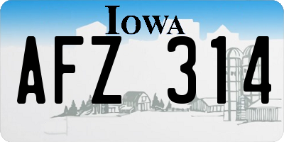 IA license plate AFZ314