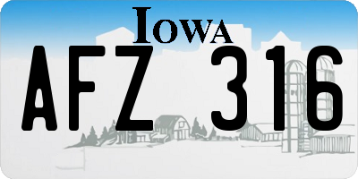 IA license plate AFZ316