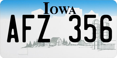 IA license plate AFZ356