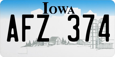 IA license plate AFZ374