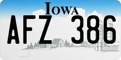 IA license plate AFZ386