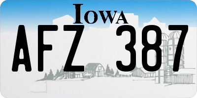 IA license plate AFZ387