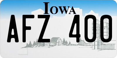 IA license plate AFZ400