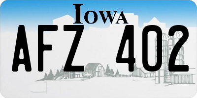 IA license plate AFZ402