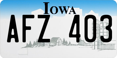 IA license plate AFZ403