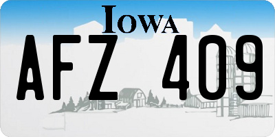 IA license plate AFZ409