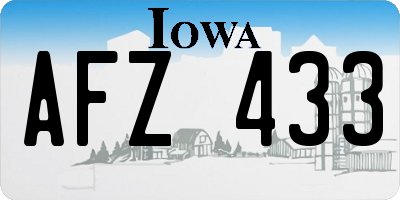 IA license plate AFZ433