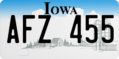 IA license plate AFZ455