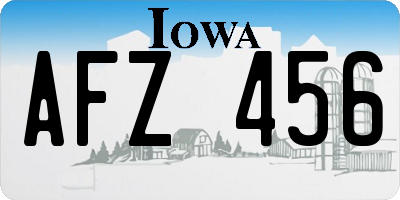 IA license plate AFZ456