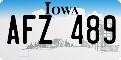 IA license plate AFZ489