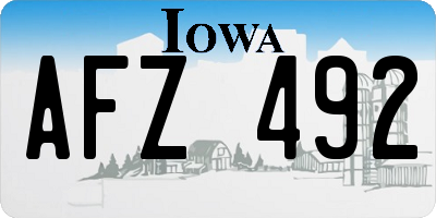IA license plate AFZ492