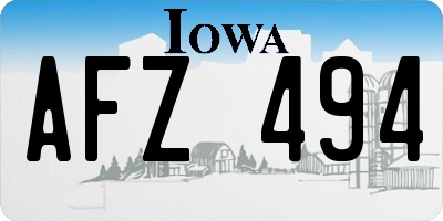 IA license plate AFZ494