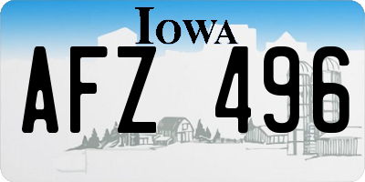 IA license plate AFZ496