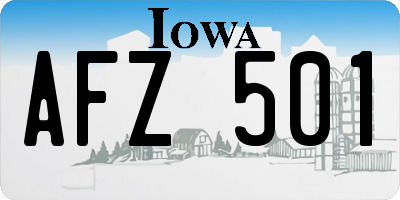 IA license plate AFZ501