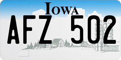 IA license plate AFZ502