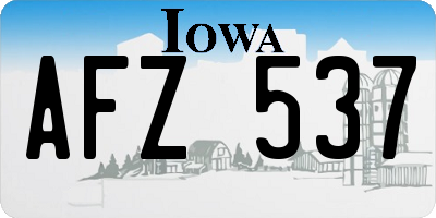 IA license plate AFZ537