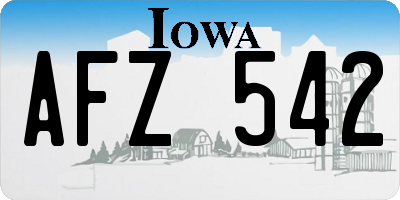 IA license plate AFZ542