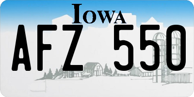 IA license plate AFZ550