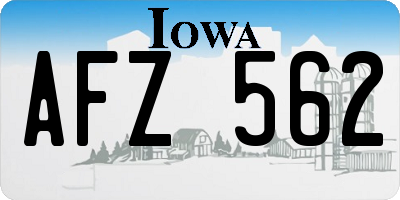 IA license plate AFZ562