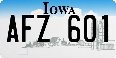 IA license plate AFZ601