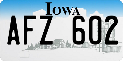 IA license plate AFZ602