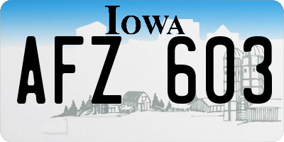 IA license plate AFZ603
