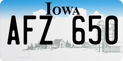IA license plate AFZ650