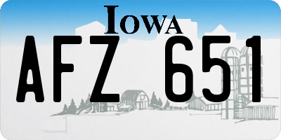 IA license plate AFZ651