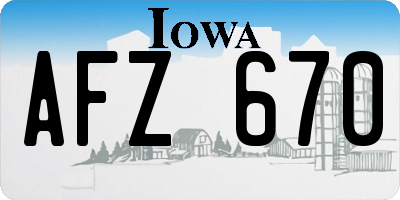 IA license plate AFZ670