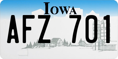 IA license plate AFZ701