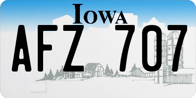 IA license plate AFZ707