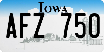 IA license plate AFZ750