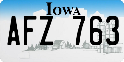 IA license plate AFZ763