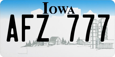 IA license plate AFZ777