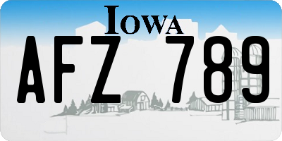 IA license plate AFZ789