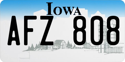 IA license plate AFZ808