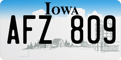 IA license plate AFZ809
