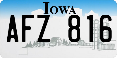 IA license plate AFZ816