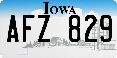 IA license plate AFZ829