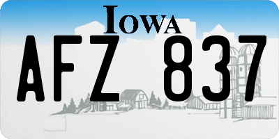 IA license plate AFZ837