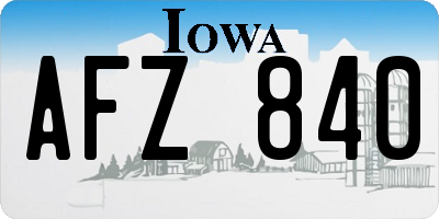 IA license plate AFZ840