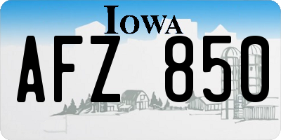 IA license plate AFZ850