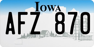 IA license plate AFZ870